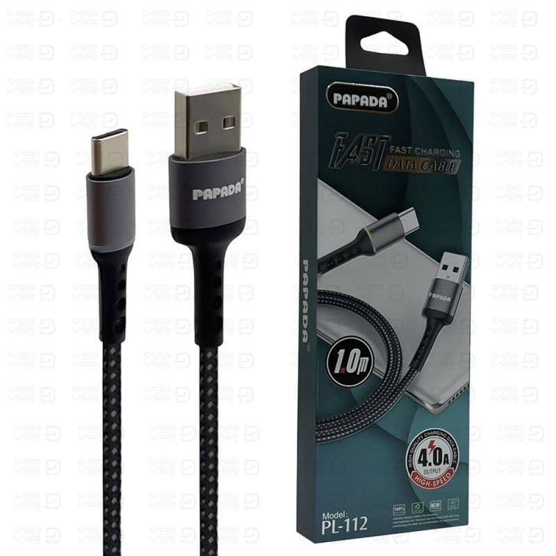 کابل TYPE-C کنفی PAPADA مدل PL-112 فست 4A اورجینال