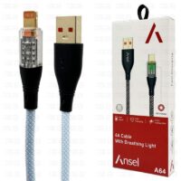 کابل آیفون Ansel مدل A64 6A اورجینال یکمتری دارای چراغ Led سوپرفست