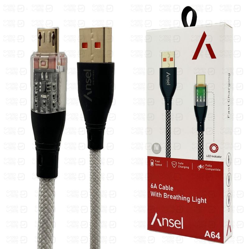 کابل MICRO V8 یکمتری 6A ANSEL A64 اورجینال