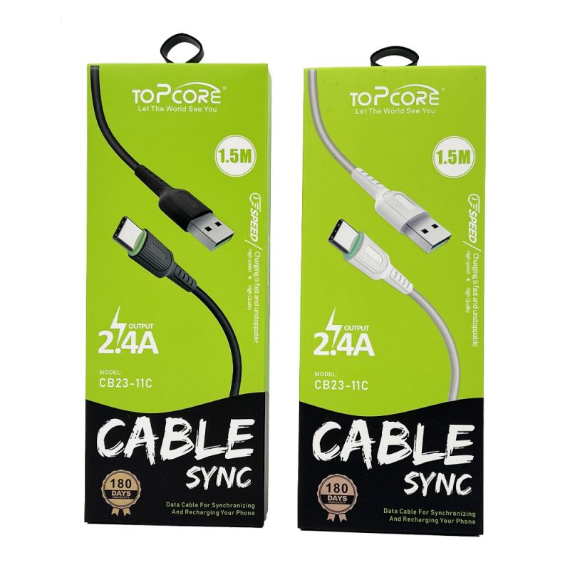 کابل Type-C پنج رنگ Topcore مدل Cb23 اورجینال