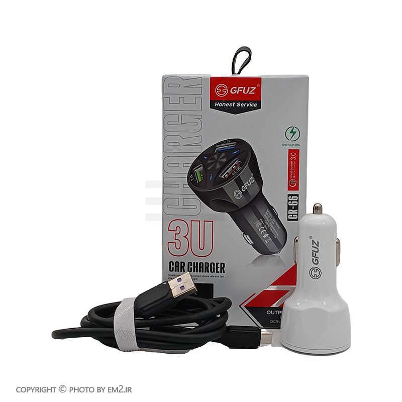 شارژر فندکی GFUZ سه پورت مدل CR-66 اورجینال