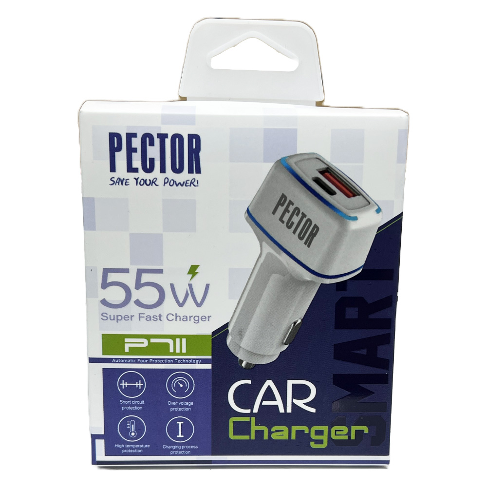 شارژر فندکی PECTOR فست PD USB مدل P711 (یکسال گارانتی)